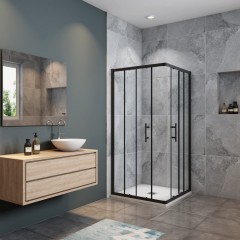 Sprchovací kút štvorcový, SIMPLE BLACK 90x90 L/P variant, rohový vstup 