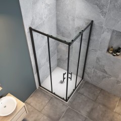 Sprchovací kút štvorcový, SIMPLE BLACK 90x90 L/P variant, rohový vstup 