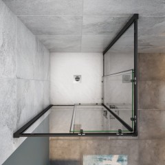 Sprchovací kút štvorcový, SIMPLE BLACK 90x90 L/P variant, rohový vstup 