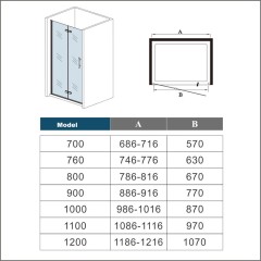 Sprchové dvere SOLO B8 110, zalamovacie 109-111 x 185
