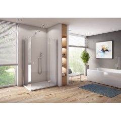SanSwiss AN13 D 0800 50 07 Jednokřídlé dveře 80 cm s pevnou stěnou v rovině, pravé, aluchrom/sklo