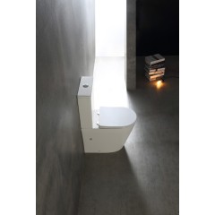 WC kombi Carlito, Rimless + Slim/UF sedátko - spodný/zadný odpad - biela lesklá - 61x36,5 cm