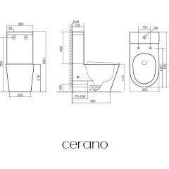 WC kombi Carlito, Rimless + Slim/UF sedátko - spodný/zadný odpad - biela lesklá - 61x36,5 cm