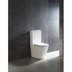WC kombi Carlito, Rimless + Slim/UF sedátko - spodný/zadný odpad - biela lesklá - 61x36,5 cm