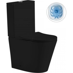 WC kombi Carlito, Rimless + Slim/UF sedátko - spodný/zadný odpad - čierna matná - 61x36,5 cm