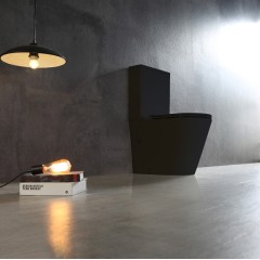 WC kombi Carlito, Rimless + Slim/UF sedátko - spodný/zadný odpad - čierna matná - 61x36,5 cm