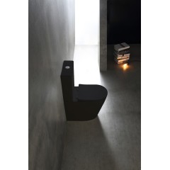 WC kombi Carlito, Rimless + Slim/UF sedátko - spodný/zadný odpad - čierna matná - 61x36,5 cm