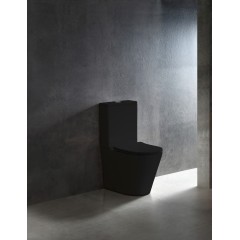 WC kombi Carlito, Rimless + Slim/UF sedátko - spodný/zadný odpad - čierna matná - 61x36,5 cm