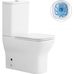 WC kombi Hugo, Rimless + Slim/UF sedátko - spodný/zadný odpad - biela lesklá - 63,5x35,5 cm