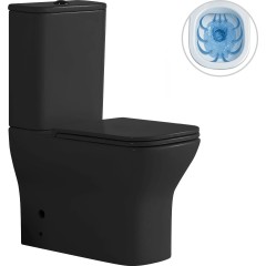 WC kombi Hugo, Rimless + Slim/UF sedátko - spodný/zadný odpad - čierna matná - 63,5x35,5 cm