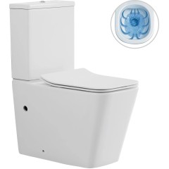 WC kombi Bruno, Rimless + Slim/UF sedátko - spodný/zadný odpad - biela lesklá - 64x36 cm