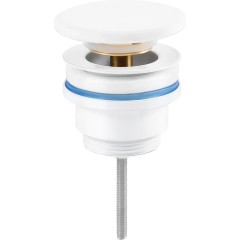 Umývadlový výpust - 5/4“ click-clack - univerzálny - keramická zátka - biela matná