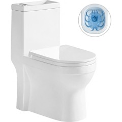 WC kombi s umývadlom Hygisink, Rimless + UF sedátko - spodný / zadný odpad - biela lesklá - 71,5x36 cm