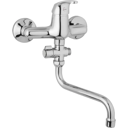 JB Sanitary Nástenná umývadlová a sprchová batéria SLIM, 150 mm, otočný prepínač, bez príslušenstva, rúrkové ramienko 200 mm A10 37 30