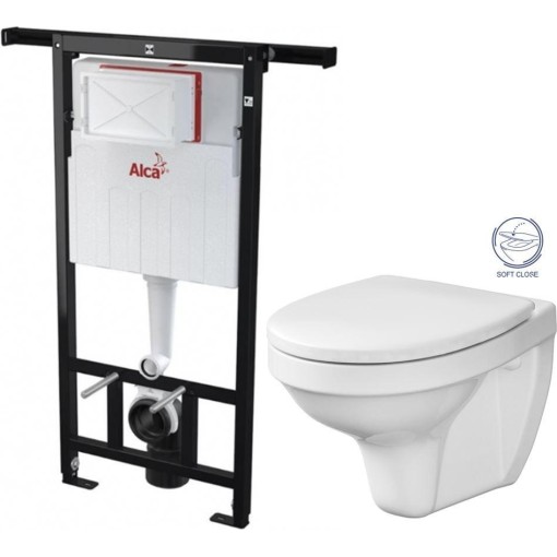 ALCADRAIN Jádromodul - predstenový inštalačný systém bez tlačidla + WC CERSANIT DELFI + SOFT SEDADLO AM102/1120 X DE2