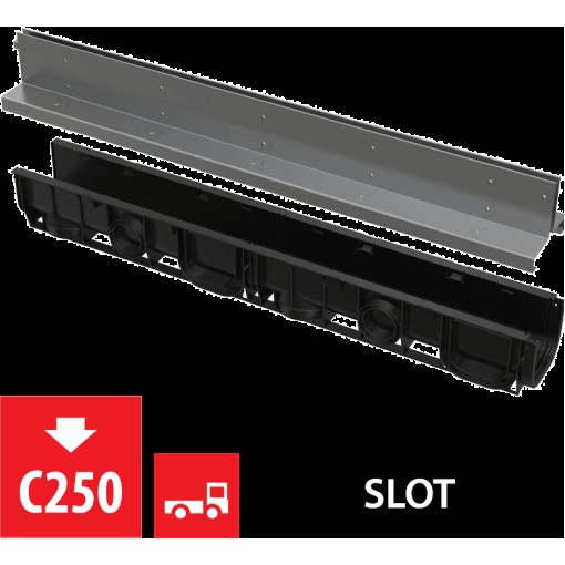 Alcaplast Venkovní žlab 1m 100 mm štěrbinový se symetrickým nástavcem nerez AVZ101-R323