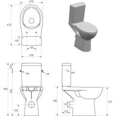 SAPHO - HANDICAP WC kombi misa zvýšená Rimless, zadný odpad, biela K11-0221
