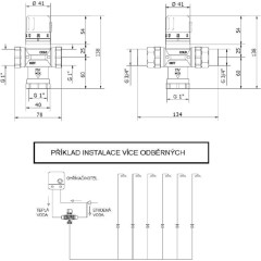 SAPHO - Termostatický regulátor teploty vody, 1", pre 4 až 8 odberných miest, chróm TMTCOM