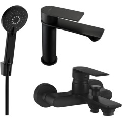 MEXEN - Royo R40 Set umývadlové a vaňové batérie s príslušenstvom, čierna 72203R40-70