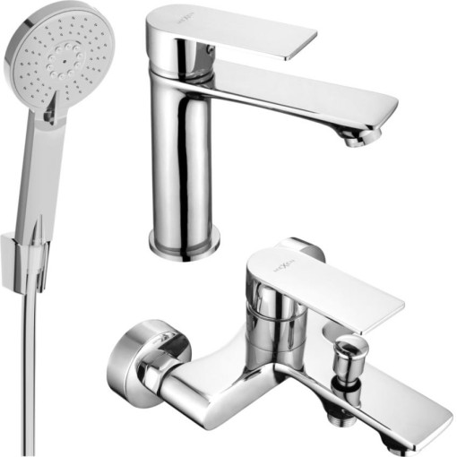 MEXEN - Royo R40 Set umývadlové a vaňové batérie s príslušenstvom, chróm 72203R40-00