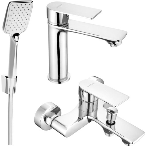 MEXEN - Royo R62 Set umývadlové a vaňové batérie s príslušenstvom, chróm 72203R62-00