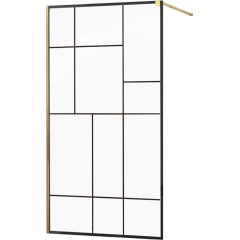 MEXEN - KIOTO Sprchová zástena WALK-IN 70x200 cm 8 mm, zlatá čierny vzor 2 800-070-101-50-78