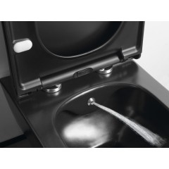 SAPHO - AVVA CLEANWASH závesná WC misa s bidet. spŕškou, Rimless, 35,5x53cm, čierna mat 100312-110