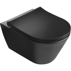 SAPHO - AVVA CLEANWASH závesná WC misa s bidet. spŕškou, Rimless, 35,5x53cm, čierna mat 100312-110