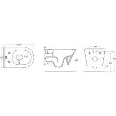 SAPHO - AVVA CLEANWASH závesná WC misa s bidet. spŕškou, Rimless, 35,5x53cm, čierna mat 100312-110