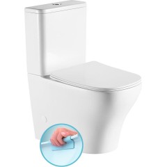 SAPHO - BELLO RIMLESS WC kombi, spodný/zadný odpad, biela PC103WR