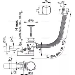 Alcaplast Sifón vaňový pre hydromasážne vane, chróm A566-112122-120