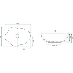 REA - Umývadlo na dosku Pearl 51,5x37,5 čierna/zlatá REA-U0692