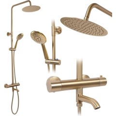 REA - Sprchový set s termostatickou batériou 150mm s výtokom Lungo zlatá kartáčovaná REA-P6604