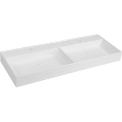 SAPHO - GODIVA dvojité umývadlo, liatý mramor, 119x44cm, biela GU119