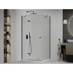 MEXEN - Roma sprchovací kút 70x90, transparent, čierna + biela vanička so sifónom 854-070-090-70-00-4010B