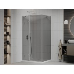 MEXEN - Roma sprchovací kút 80x100, grafit, chróm + biela vanička so sifónom 854-080-100-01-40-4010