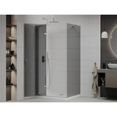MEXEN - Roma sprchovací kút 80x100, grafit, chróm + biela vanička so sifónom 854-080-100-01-40-4010