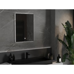 MEXEN - Erma zrkadlo s osvetlením 50 x 70 cm, LED 6000K, čierny rám 9814-050-070-611-70
