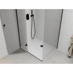 MEXEN - Roma sprchovací kút 70x90, transparent, čierna + biela vanička so sifónom 854-070-090-70-00-4010B