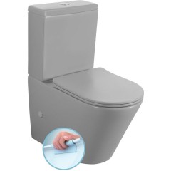 SAPHO - PACO kombi WC, Rimless, spodný/zadný odpad, sivá mat PC1012WRGR