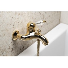 SAPHO - KIRKÉ CRYSTAL nástenná vaňová batéria, krištáľová páčka, zlato KI10KZ